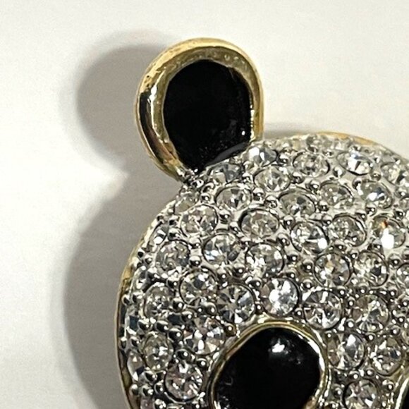 La Scala gold plated panda brooch w/ Swarovski crystals and black enamel. - Picture 3 of 8